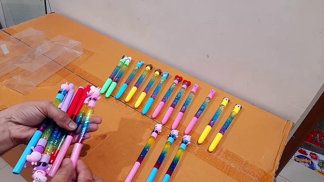 Unboxing and Review of Glitter Unicorn,peppa pig, BTS Beautiful Gel Pen Set for Kids