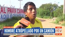 Hombre atropellado por un camion