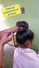 little girls haircut at home | baby girls layered haircut at home
