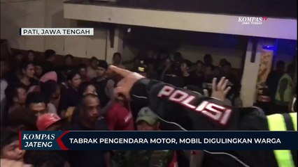 Tabrak Pengendara Motor, Mobil Digulingkan Warga