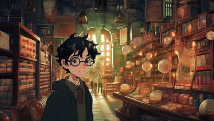 Harry Potter and the Philosopher's Stone as 90s anime film by AI
