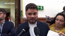 Rufián rehusa hablar de los terroristas en las listas de Bildu, pero afirma que el Fascismo sigue en España