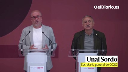 Unai Sordo, secretario general de CCOO, emplaza a desbloquear los convenios colectivos tras el acuerdo para subir los salarios
