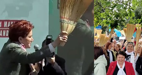 Akşener: Kadınlara sesleniyorum; bu seçimde bunları süpürgenin ucuyla süpüreceğiz, sapıyla başka bir şey