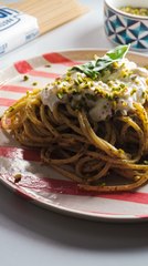 Pâtes au pesto de pistaches et stracciatella