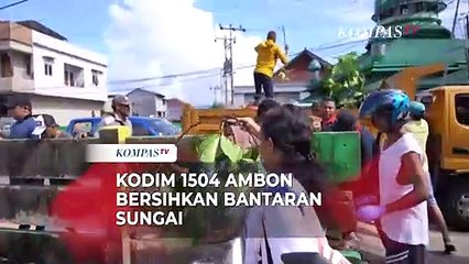 Peduli Lingkungan, Kodim 1504 Ambon Bersihkan Bantaran Sungai Bersama Warga