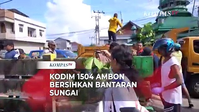 Peduli Lingkungan, Kodim 1504 Ambon Bersihkan Bantaran Sungai Bersama Warga