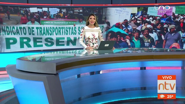 Declaraciones de dirigentes durante la marcha de transporte urbarno en Santa Cruz-