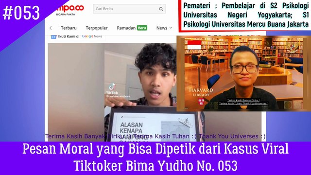 Pesan Moral yang Bisa Dipetik dari Kasus Viral Tiktoker Bima Yudho No. 053 - Gilang Mbsnags #awbimax #awbimaxreborn #bimayudho #psikologi #pengembangandiri #gilangmbsnags
