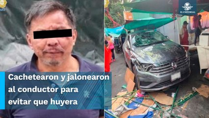 Conductor ebrio arrolla un puesto de tianguis; hay cinco heridos