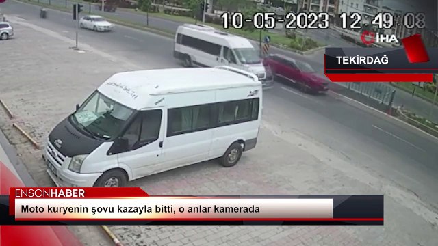 Tekirdağ'da moto kuryenin şovu kazayla bitti