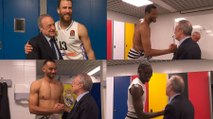Florentino bajó al vestuario y se unió a la fiesta del Real Madrid tras su pase a la Final Four