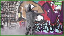 Début du nettoyage à grande échelle des graffitis au Mont des Arts à Bruxelles