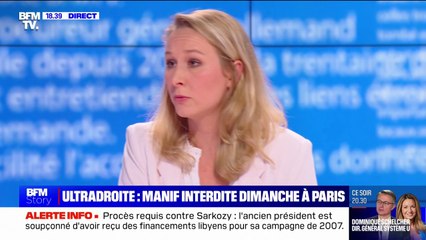 Ultradroite: "Je suis toujours gênée par le fait qu'il y ait des gens qui viennent cagoulés dans des manifestations" affirme Marion Maréchal