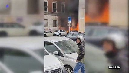 Vehicles burn in Milan after oxygen van explosion