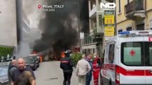 WATCH: Van carrying oxygen cylinders blows up in Milan, setting fire to cars