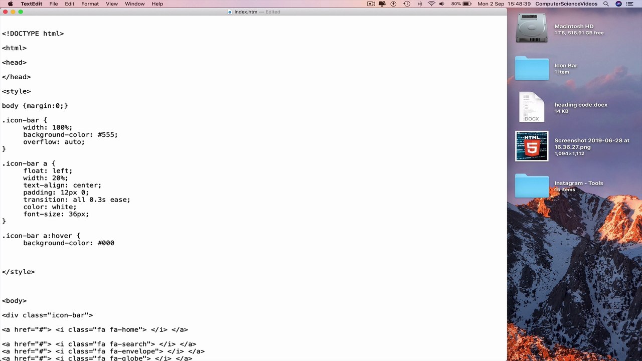 How To CREATE a Navigation Bar with Icons Using HTML5 & CSS3 - Basic Tutorial | New