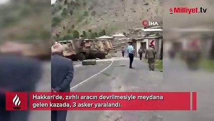 Hakkari - Van yolunda askeri araç devrildi: 3 yaralı