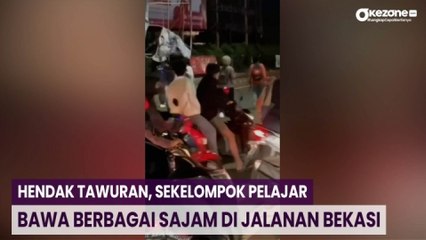 Download Video: Hendak Tawuran, Sekelompok Pelajar Bawa Berbagai Sajam di Jalanan Bekasi