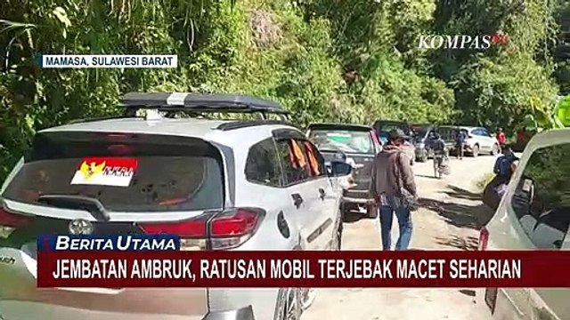 Jembatan Ambruk, Ratusan Mobil Terjebak Macet Seharian di Mamasa Sulawesi Barat