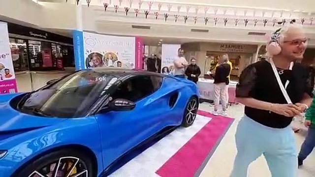 Autistic campaigner Ritchie Smith with the Lotus at The Bridges in Sunderland