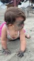Girl Gets Face Full of Sand at the Beach
