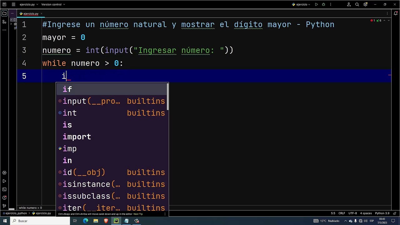 Ingrese un número natural y mostrar el dígito mayor en Python