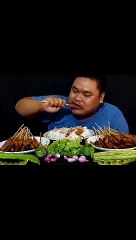 Mukbang Madura chicken satay 100 sticks, rice, raw vegetables