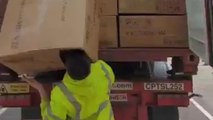 Worker's Need for Speed backfires after he gets knocked down by a falling box