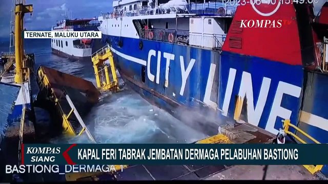 Kapal Feri Tabrak Jembatan Dermaga Pelabuhan Bastiong, Diduga Mesin Kapal Rusak!