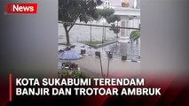 Diguyur Hujan Deras, Stasiun Kota Sukabumi Terendam Banjir dan Trotoar Ambruk