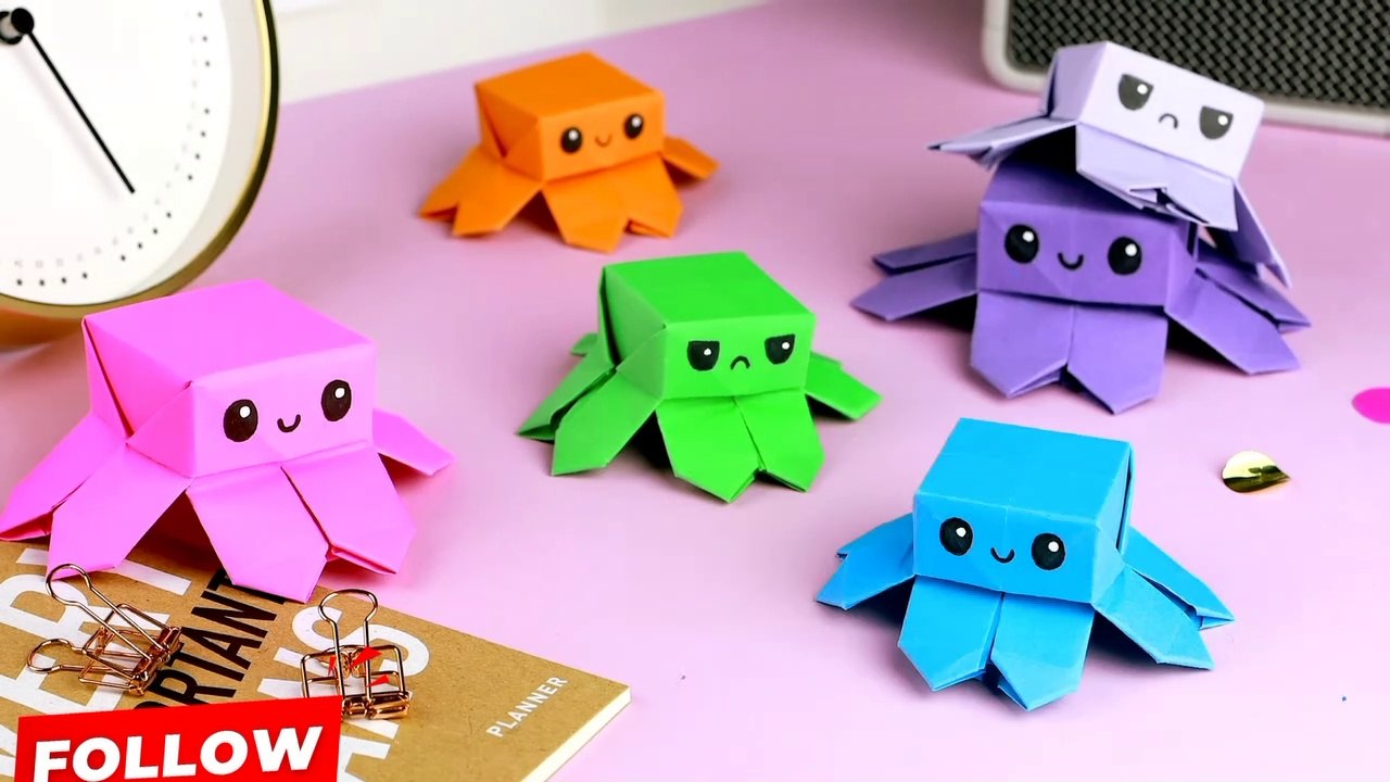 Origami Jumping Paper Octopus How to make a fidget toy video