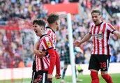 Joe Nicholson reacts after Sunderland's 2-1 win over Luton in the play-off semi-final first leg