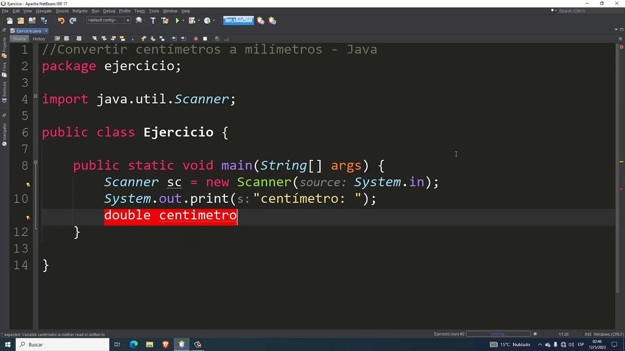 Convertir centímetros a milímetros en Java