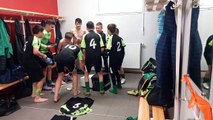 LA JOIE DES U13 DANS LE VESTIAIRE APRES LA VICTOIRE A CLERMONT METROPOLE LE 13 MAI 2023