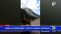 Impactantes imágenes: Cerro se derrumba y afecta a viviendas en Huari