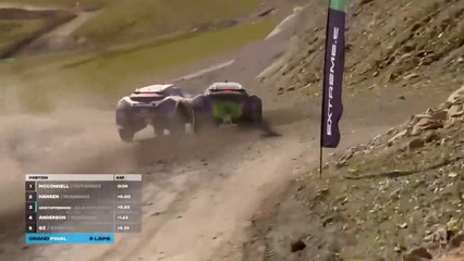 Extreme E Scotland 2023 1 Grand Final Start Leaders McConnell Hansen Collide Kristoffersson Flips