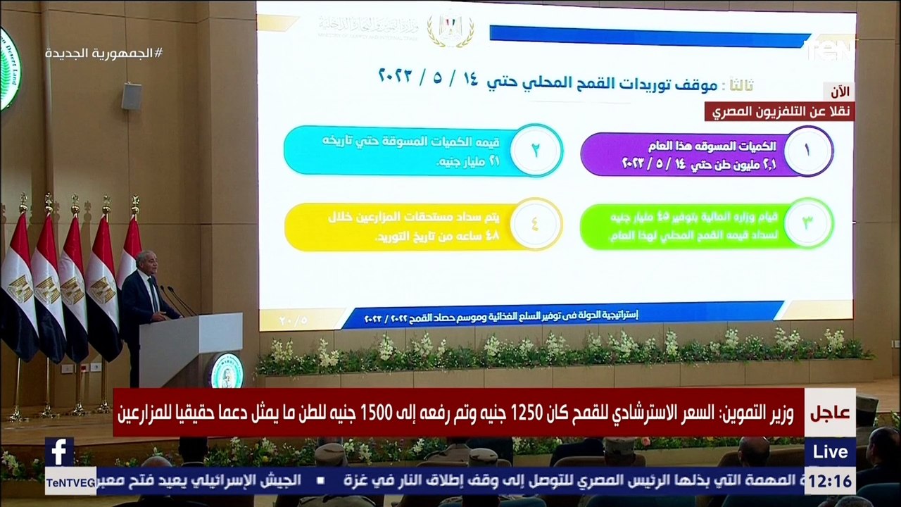 وزير التموين: تسلمنا 2 مليون طن قمح من المزارعين وتم صرف 18 مليار جنيه ليهم حتى الآن
