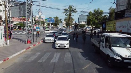 Aerial shots of Gaza City on first day of fragile ceasefire