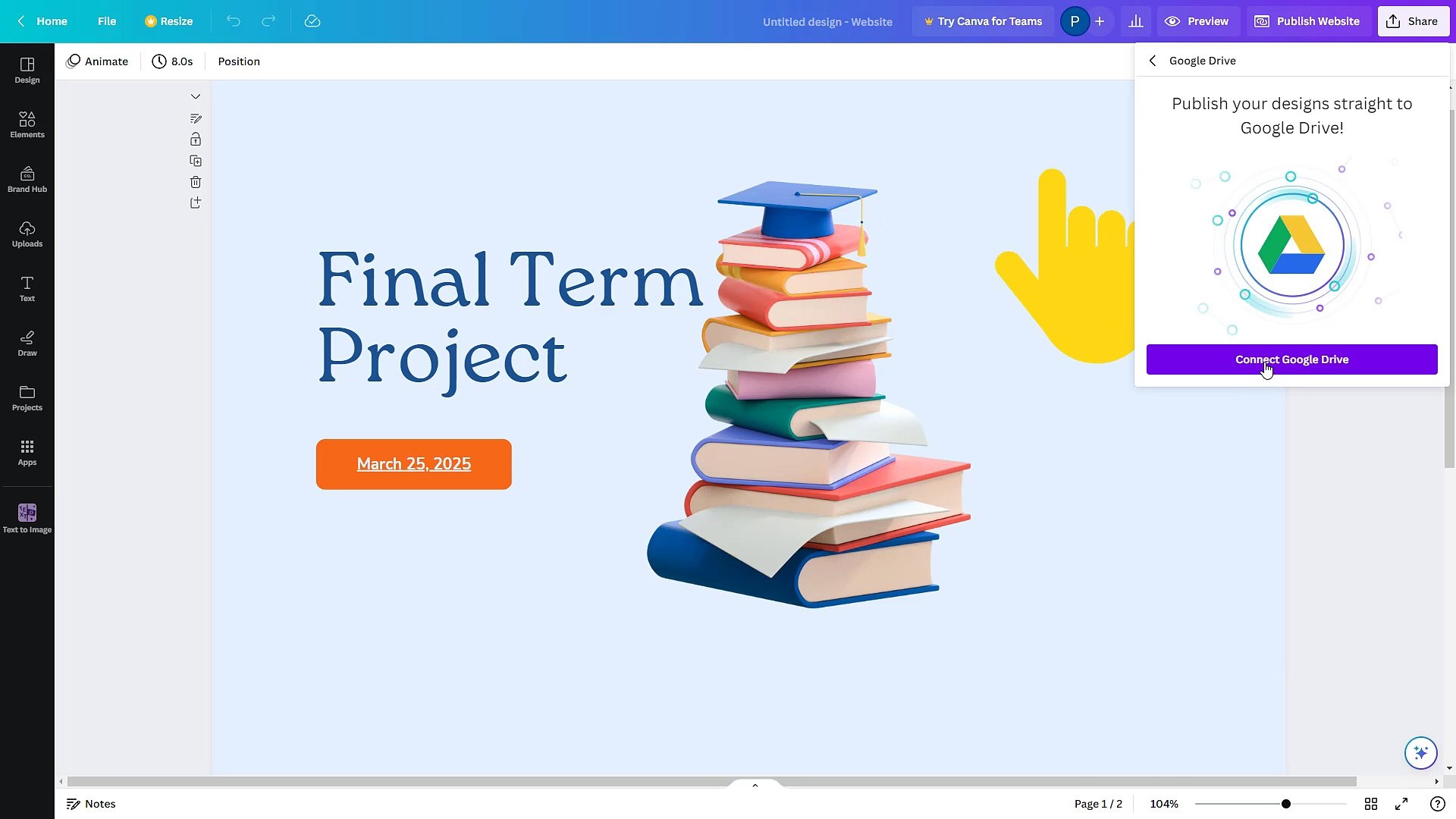 Canva Course Section 65 Saving projects Directly in Cloud Drives