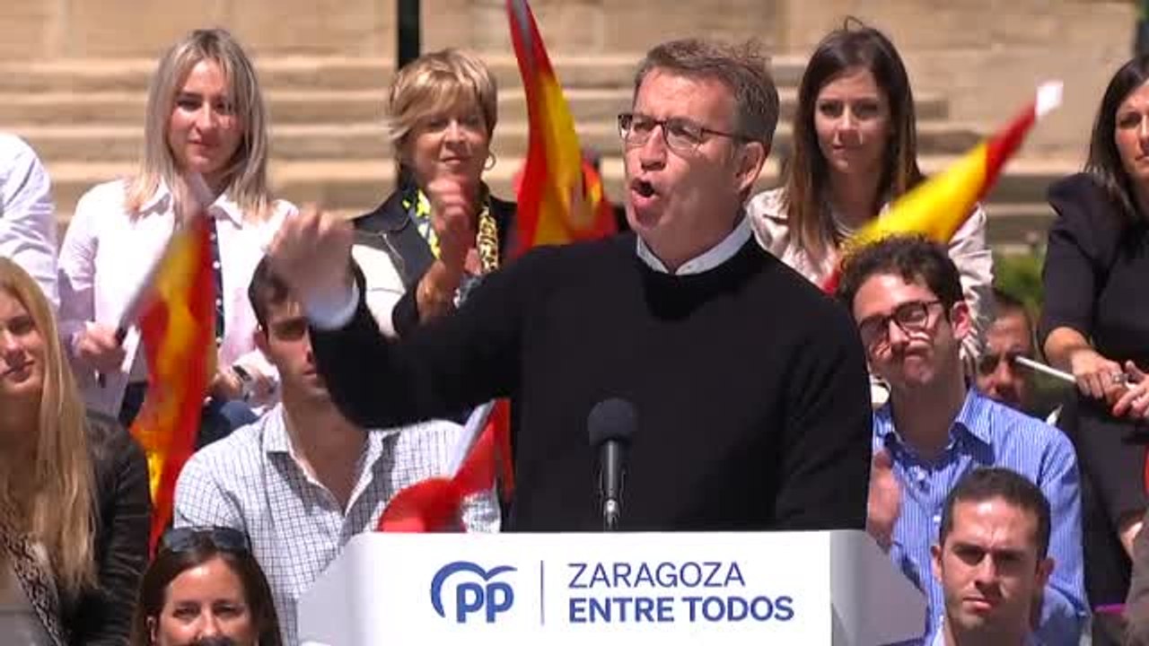 Feijóo pide en Zaragoza el voto "a los socialistas avergonzados" por Sánchez