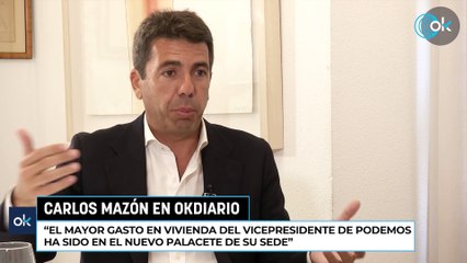 Mazón: “El mayor gasto en vivienda del vicepresidente de Podemos ha sido en el nuevo palacete de su sede”
