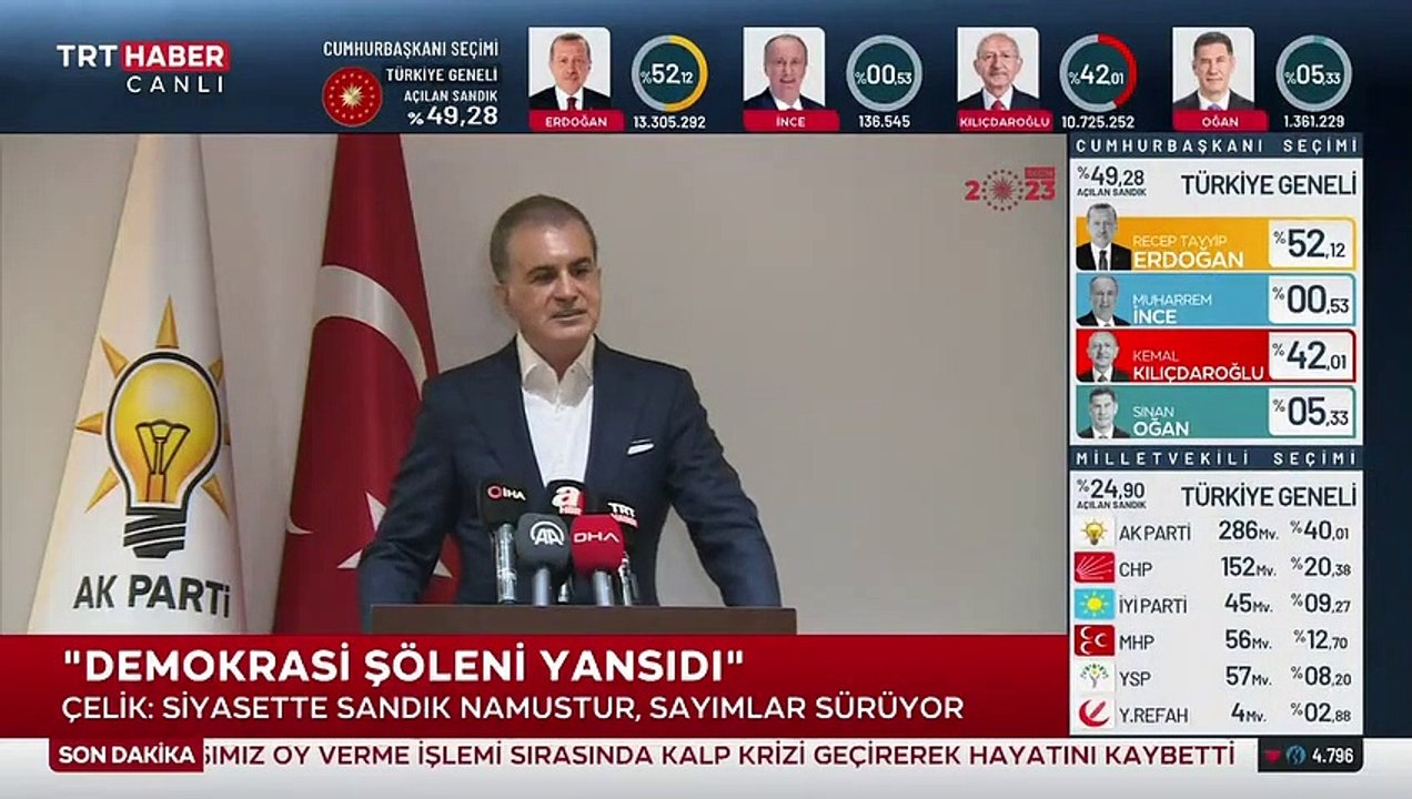 AKP Sözcüsü Ömer Çelik: Oy sayma işlemi şeffaflık içinde yürüyor
