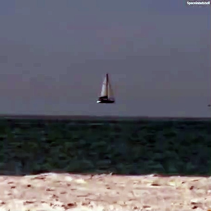 An optical phenomenon makes the boats seem to float above the water. This could be how the tale of the flying Dutchman came to be.