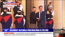 Le président ukrainien, Volodymyr Zelensky, est reçu par Emmanuel Macron au palais de l'Élysée