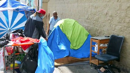 LAPD Forces Homeless Man to Move Tent at Sweep