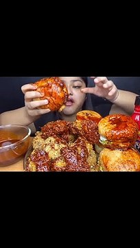 Mukbang Indian Chicken, Burger with spicy samyang sauce