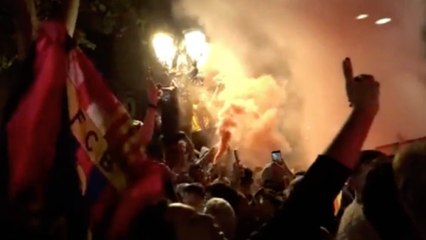 Cánticos antimadridistas en la celebración del Barça