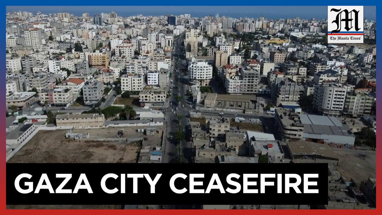 Aerial shots of Gaza City on first day of fragile ceasefire