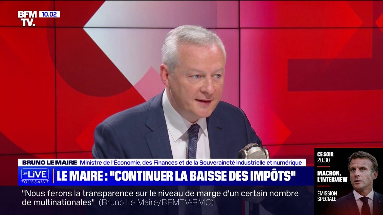Bruno Le Maire favorable à "une poursuite de la baisse des impôts notamment pour ceux qui travaillent"